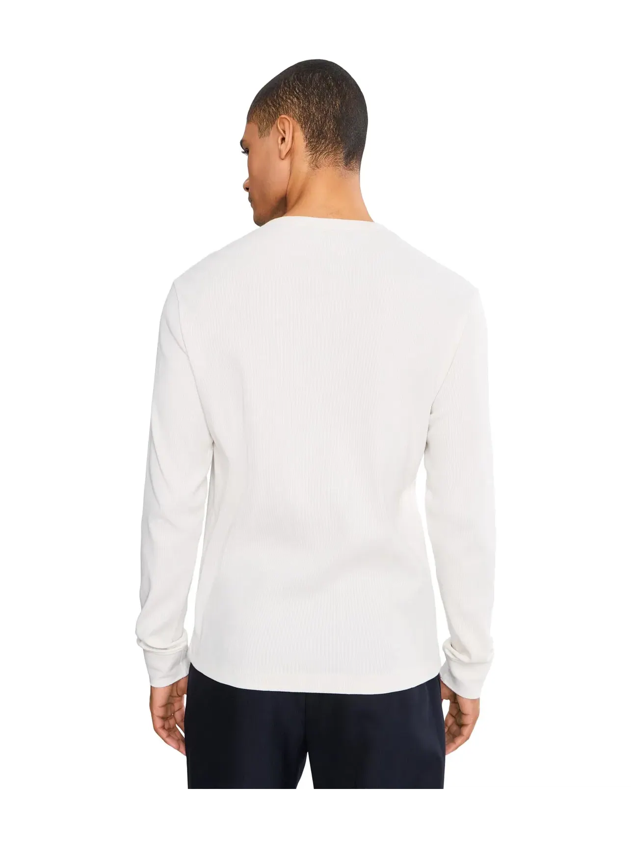 Лонгслив-хенли из хлопкового риба Cotton Rib Long Sleeve Henley Vince — изображение 4 из 5, белый