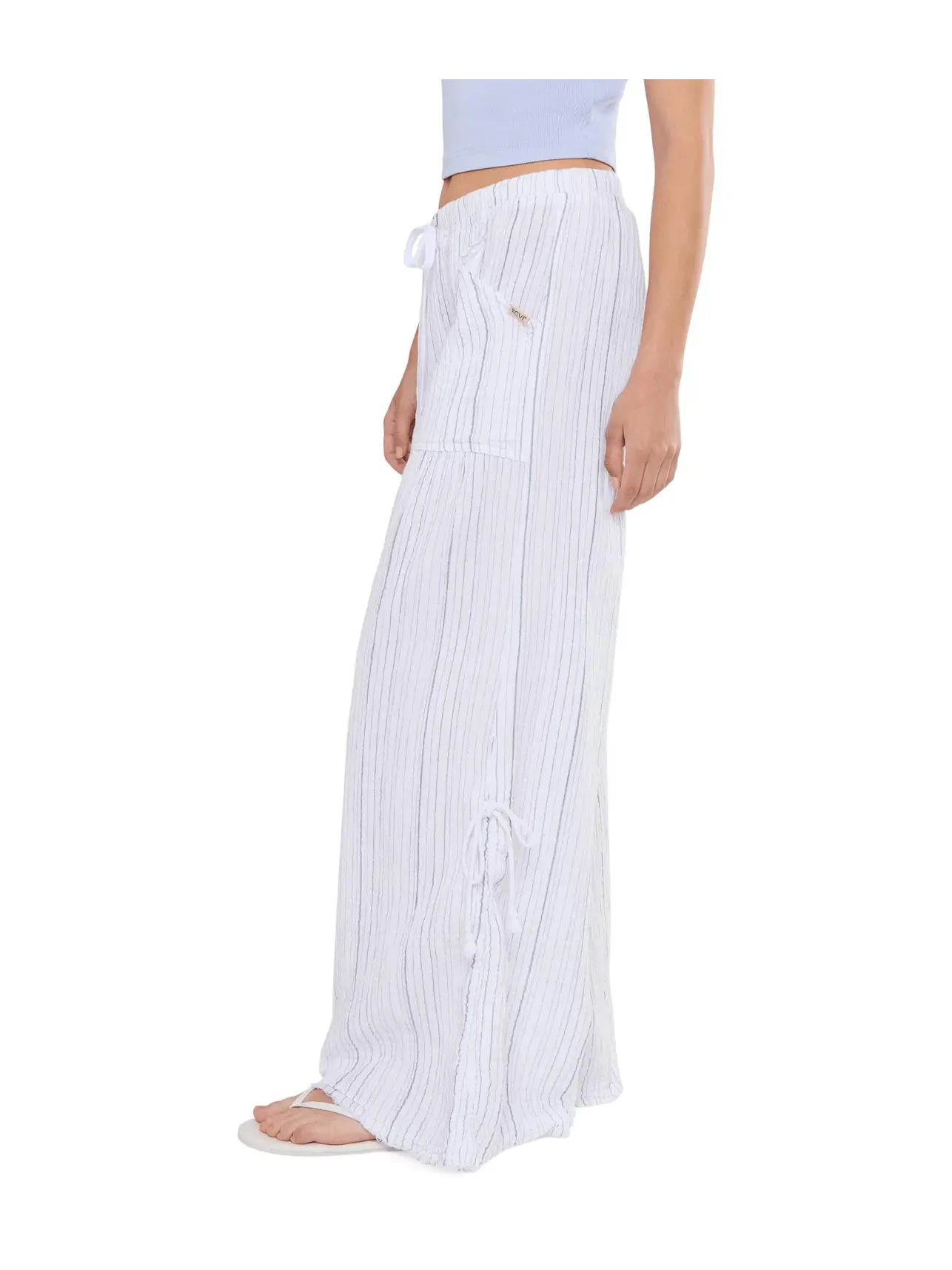 Брюки широкие в полоску Muriel Striped Muriel Wide Leg Xcvi — изображение 3 из 5, белый