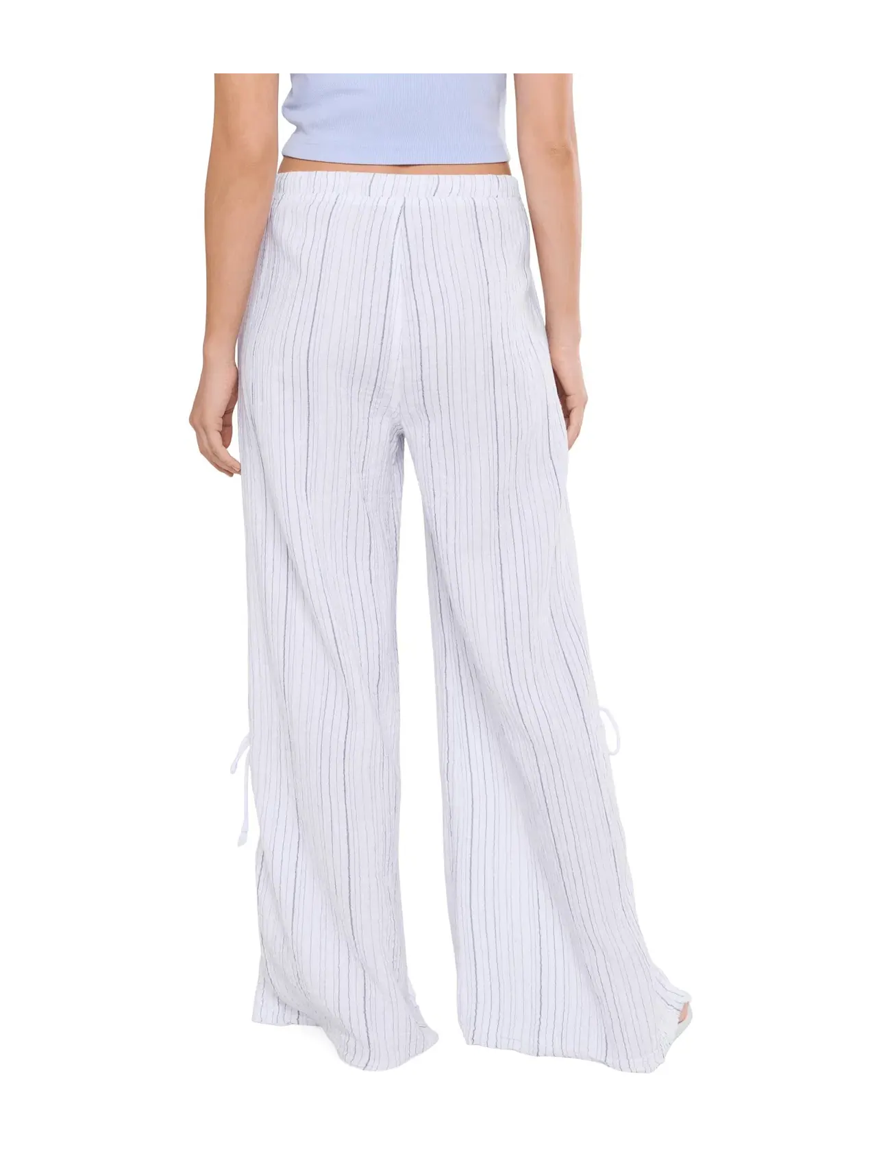 Брюки широкие в полоску Muriel Striped Muriel Wide Leg Xcvi — изображение 4 из 5, белый