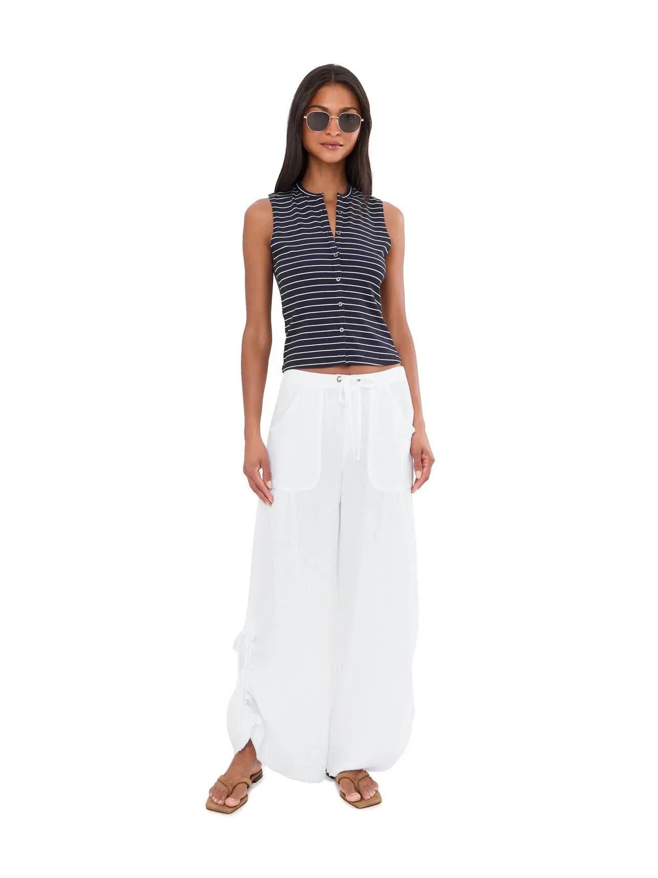 Брюки широкие Muriel Wide Leg Xcvi — изображение 2 из 5, белый