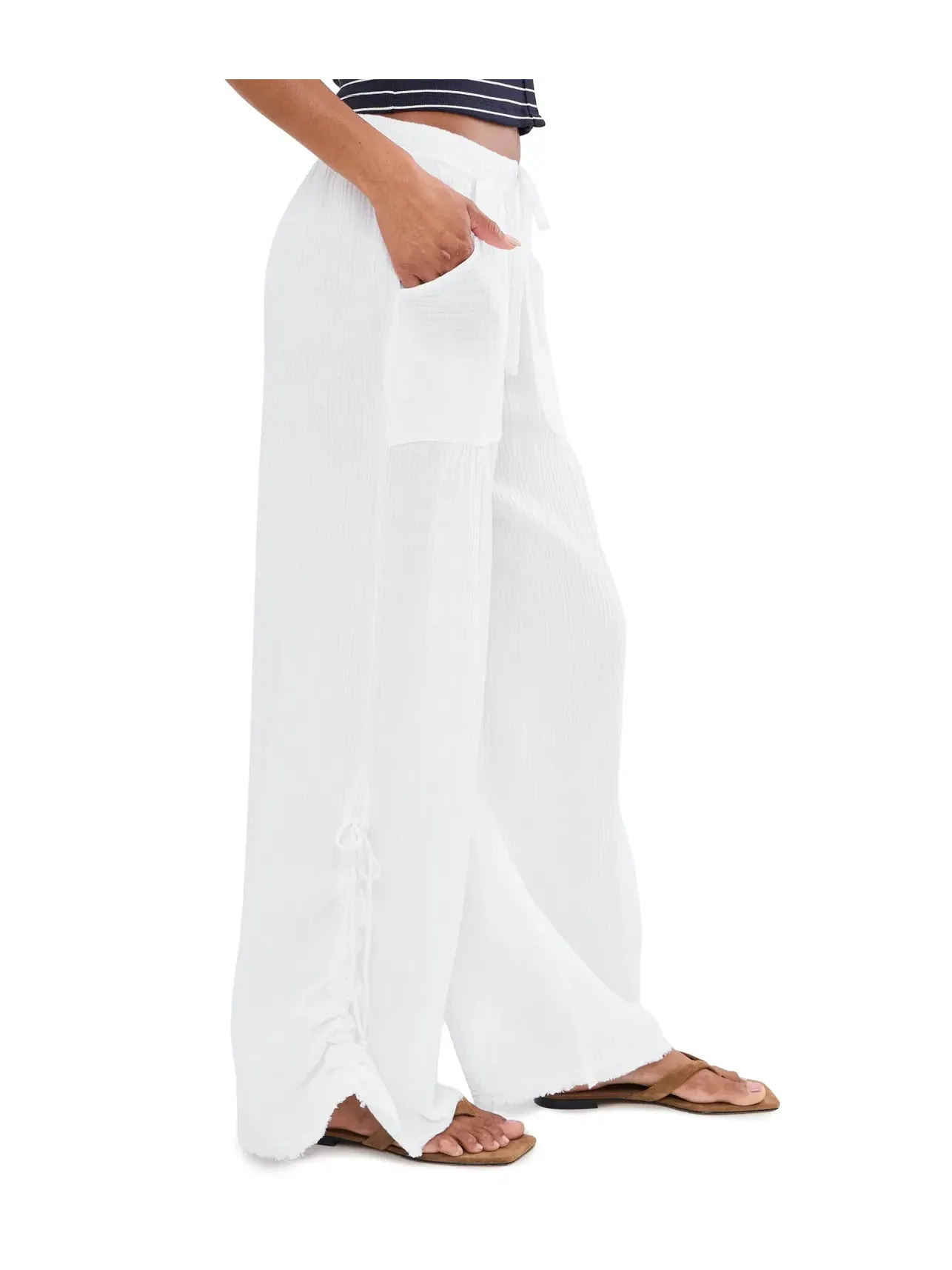 Брюки широкие Muriel Wide Leg Xcvi — изображение 3 из 5, белый