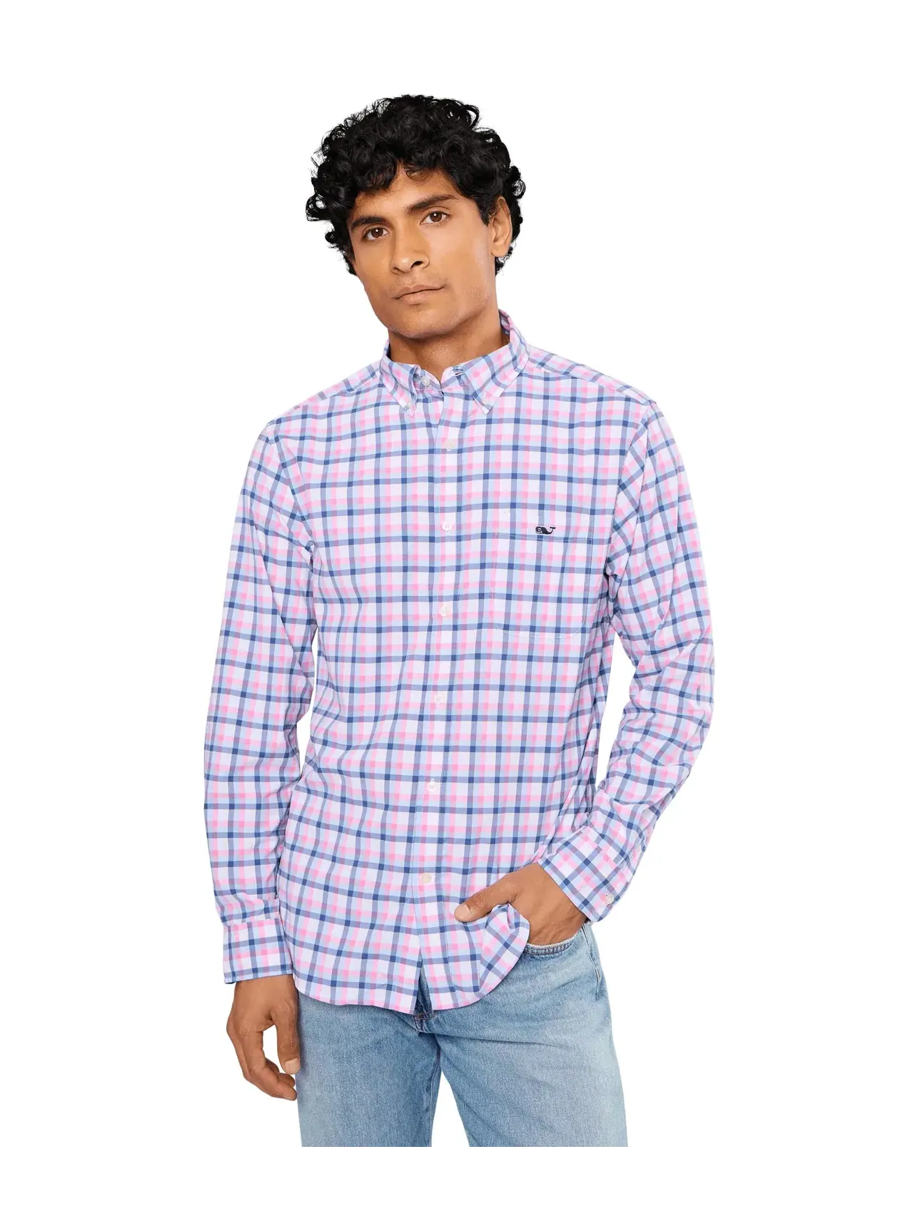 Футболка Grenadine Check FRWT Performance Vineyard Vines — изображение 1 из 5, голубой