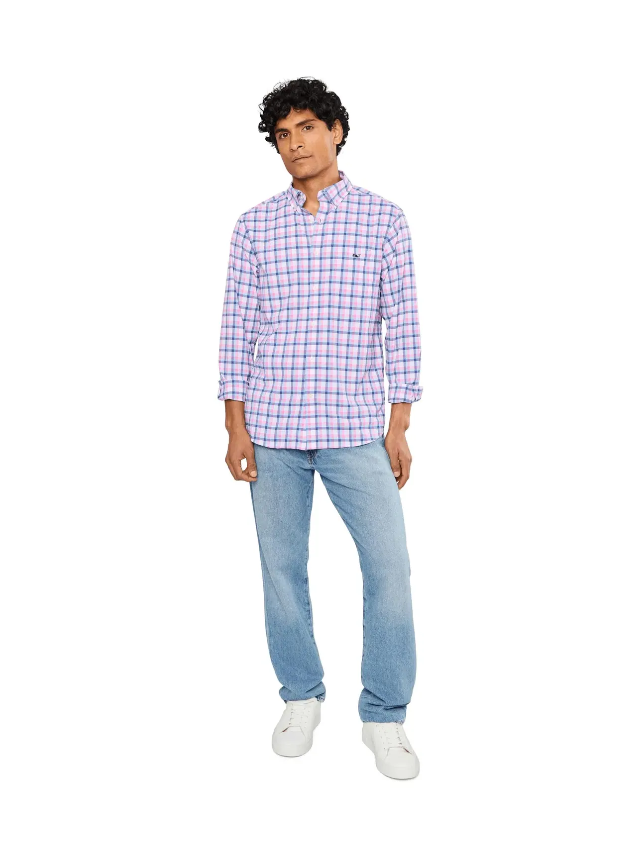 Футболка Grenadine Check FRWT Performance Vineyard Vines — изображение 2 из 5, голубой