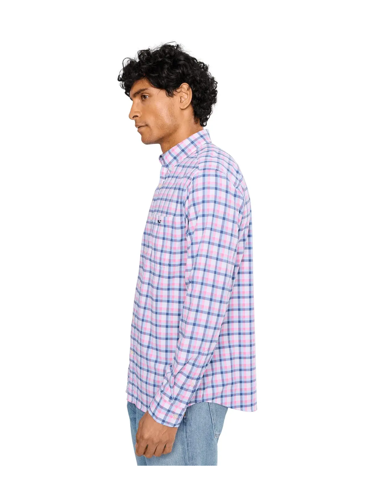 Футболка Grenadine Check FRWT Performance Vineyard Vines — изображение 3 из 5, голубой