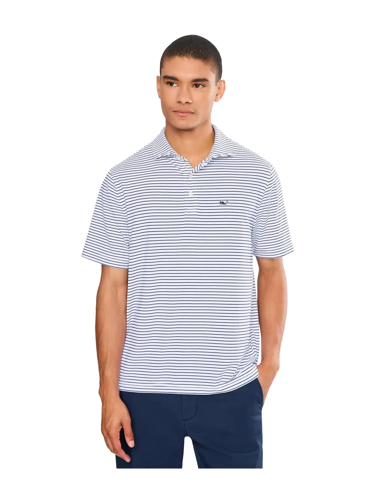 Поло Performance Air Tech Vineyard Vines — изображение 1 из 5, белый/темно-синий
