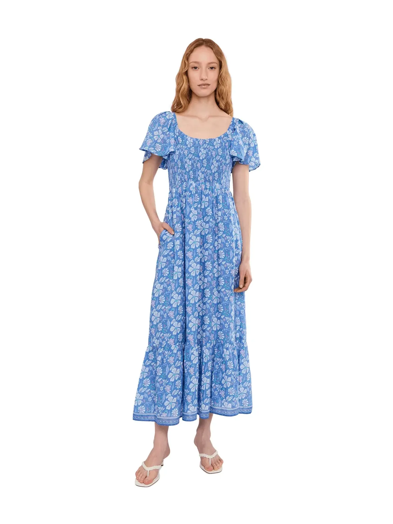Макси-платье с рукавами-крылышками Vineyard Vines — изображение 2 из 5, гибискусный