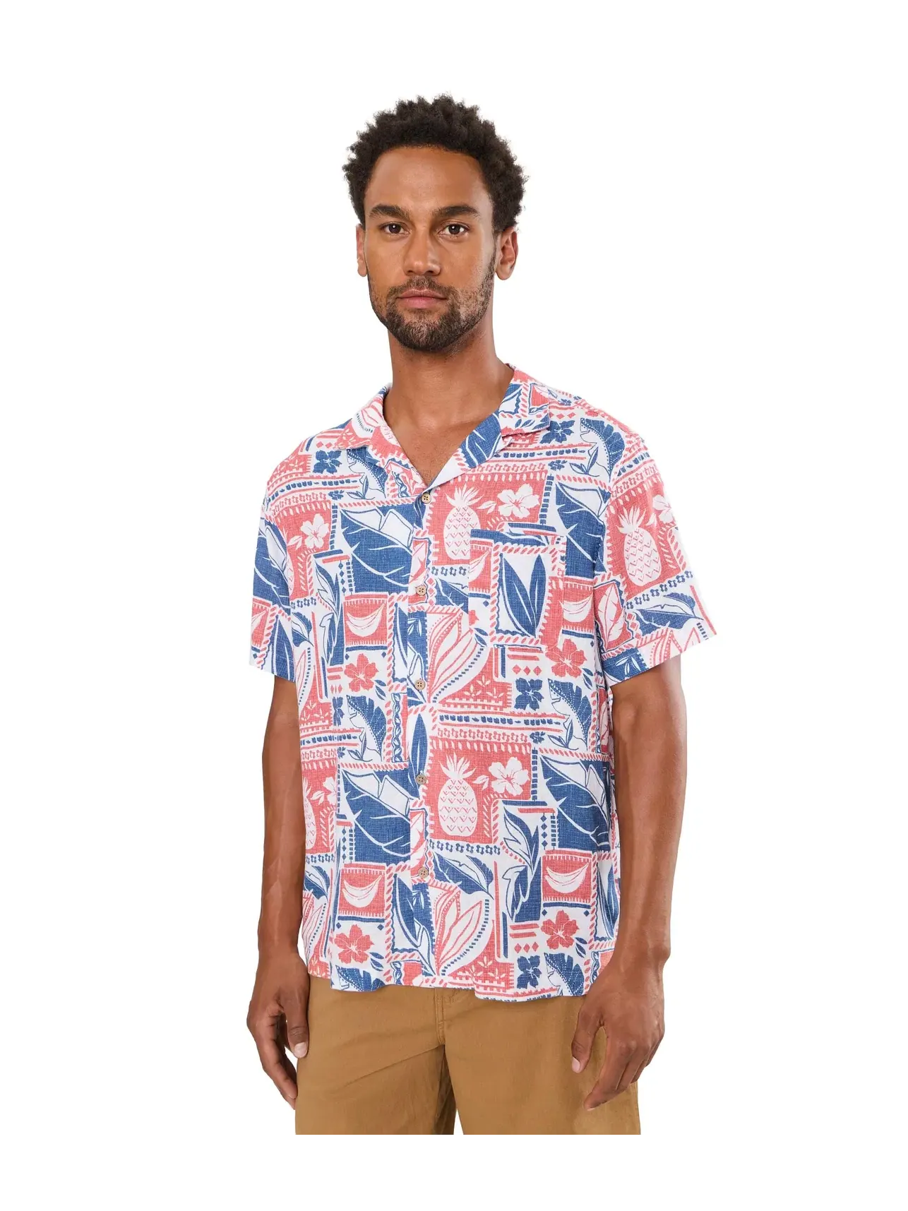 Рубашка-кабана Waikiki Woodblock Seabreeze из льна и вискозы с коротким рукавом Vineyard Vines — изображение 1 из 5, мульти