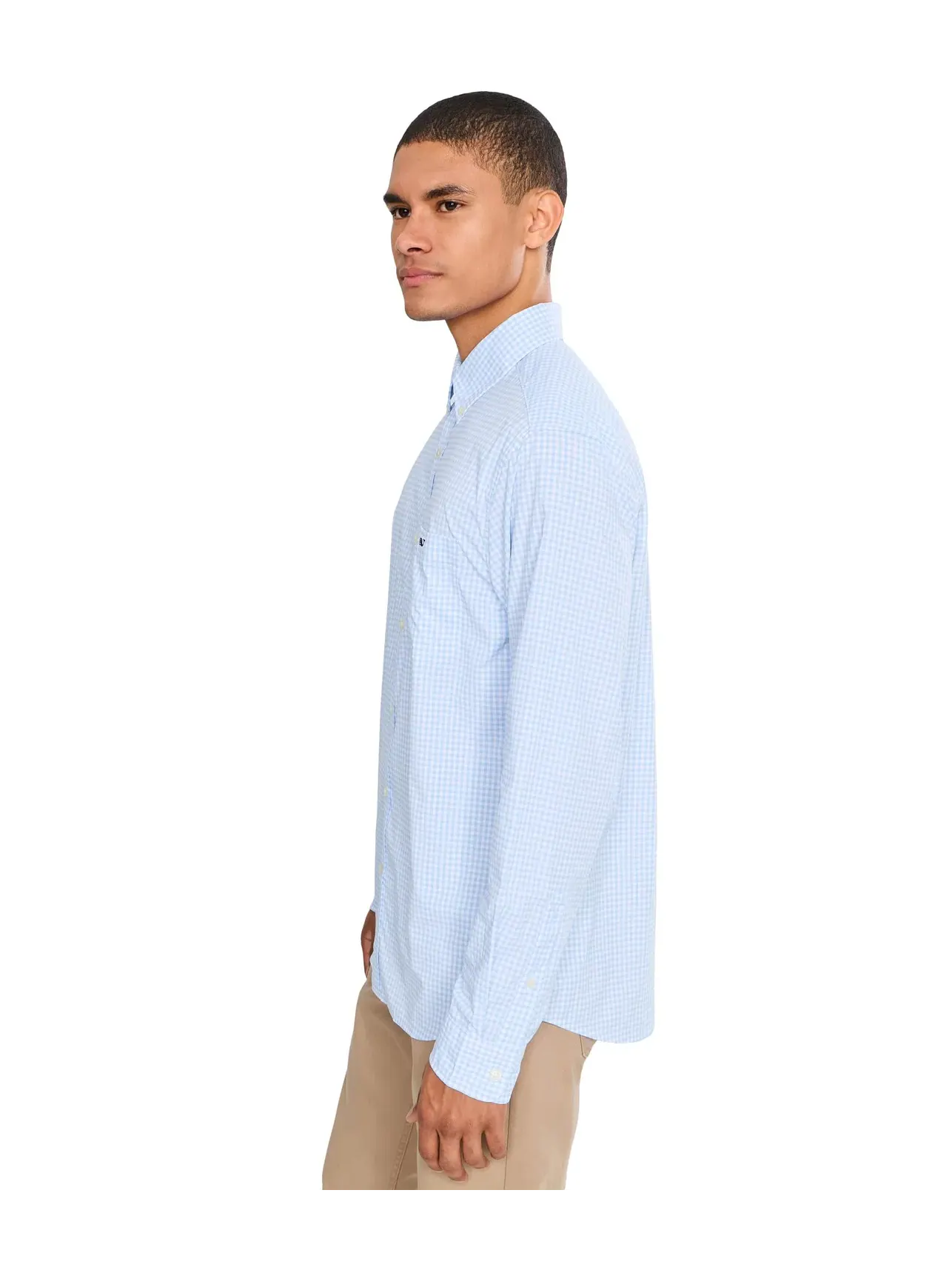 Футболка Coral Reef Gingham Featherweight Performance Shirt Vineyard Vines — изображение 3 из 5, синий