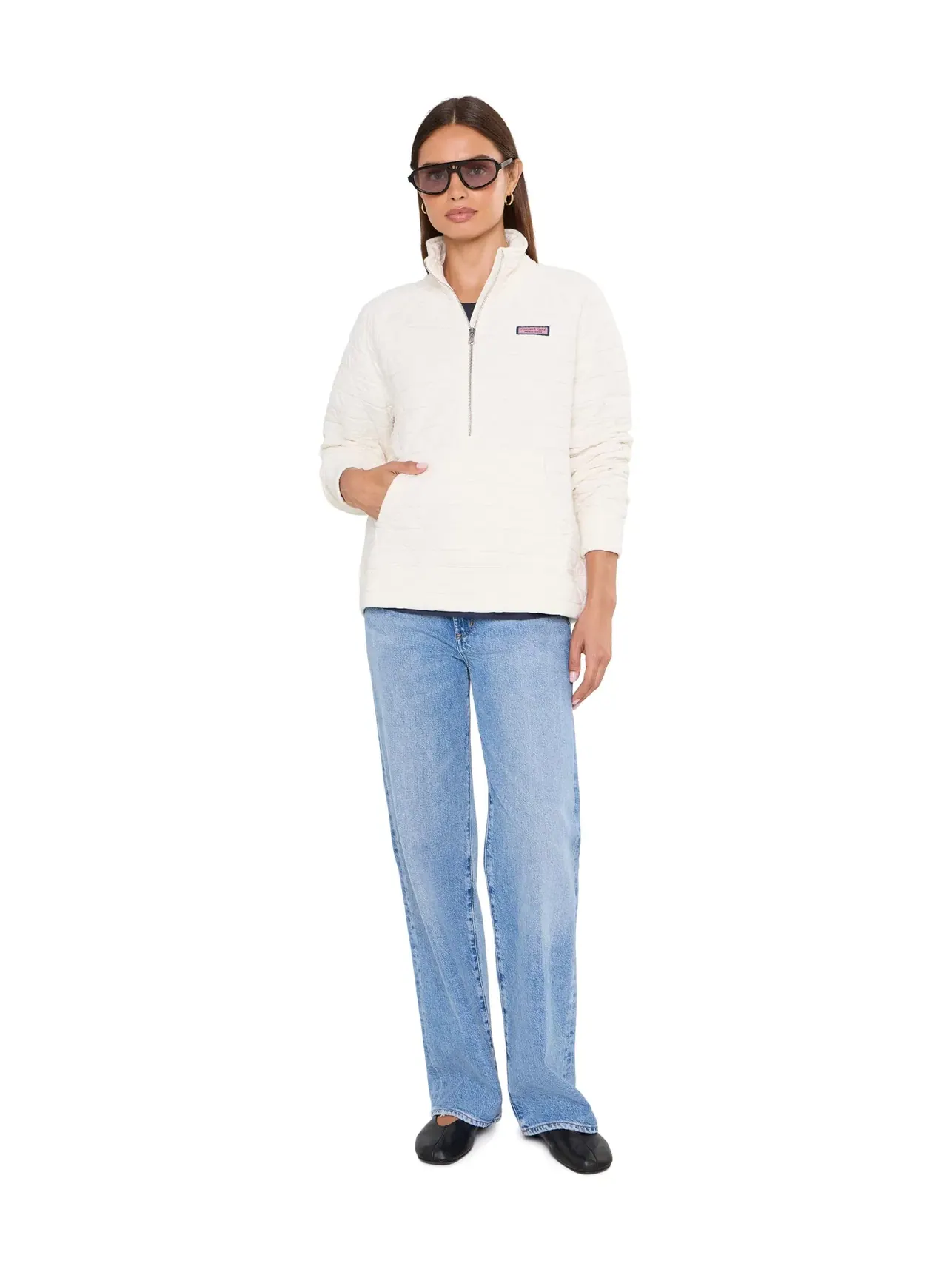 Толстовка на молнии 1/2 стеганая Quilted 1/2 Zip Vineyard Vines — изображение 2 из 5, бежевый