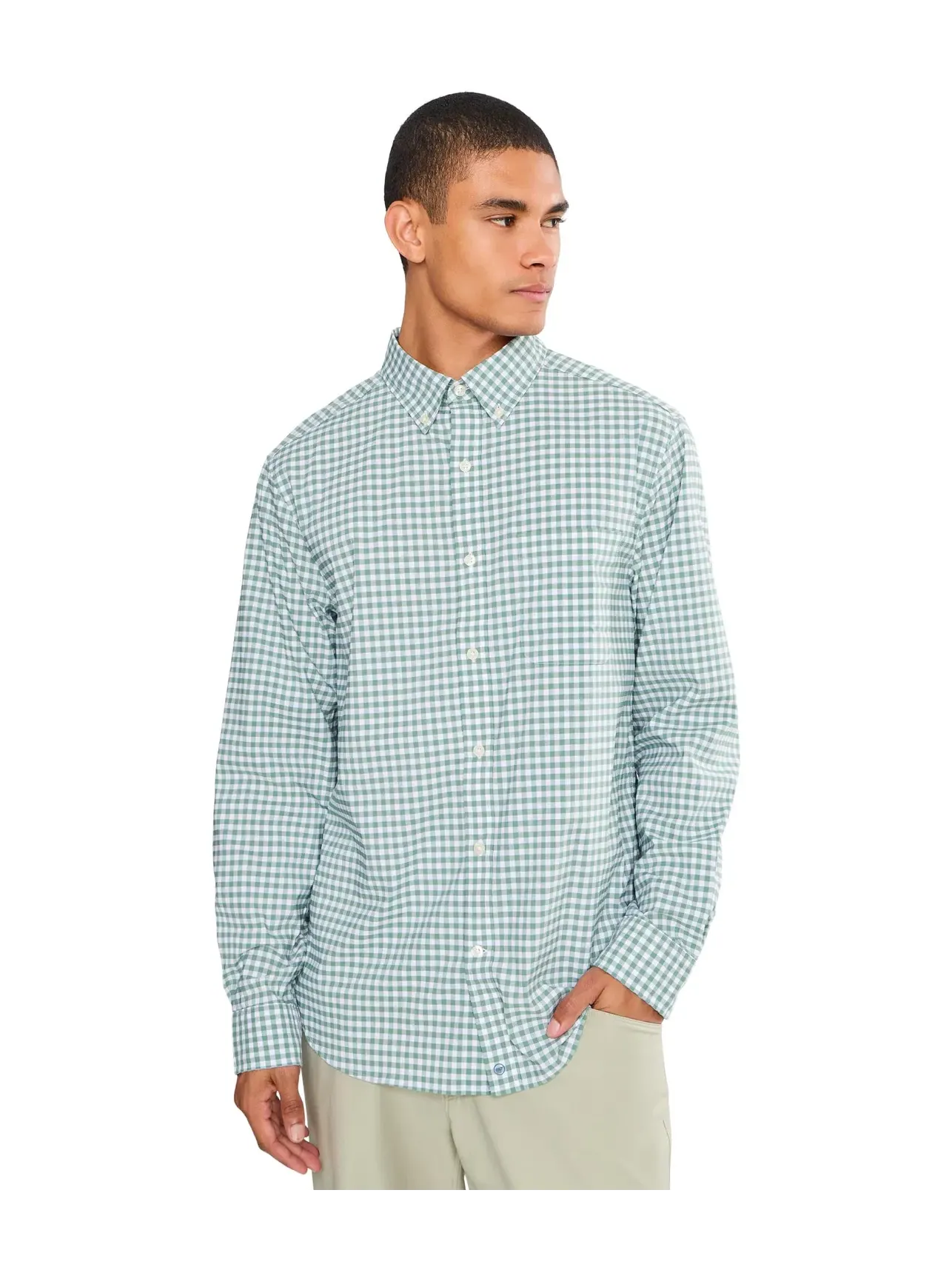 Хлопковая рубашка Skysail в клетку Performance Vineyard Vines — изображение 1 из 5, оливковый