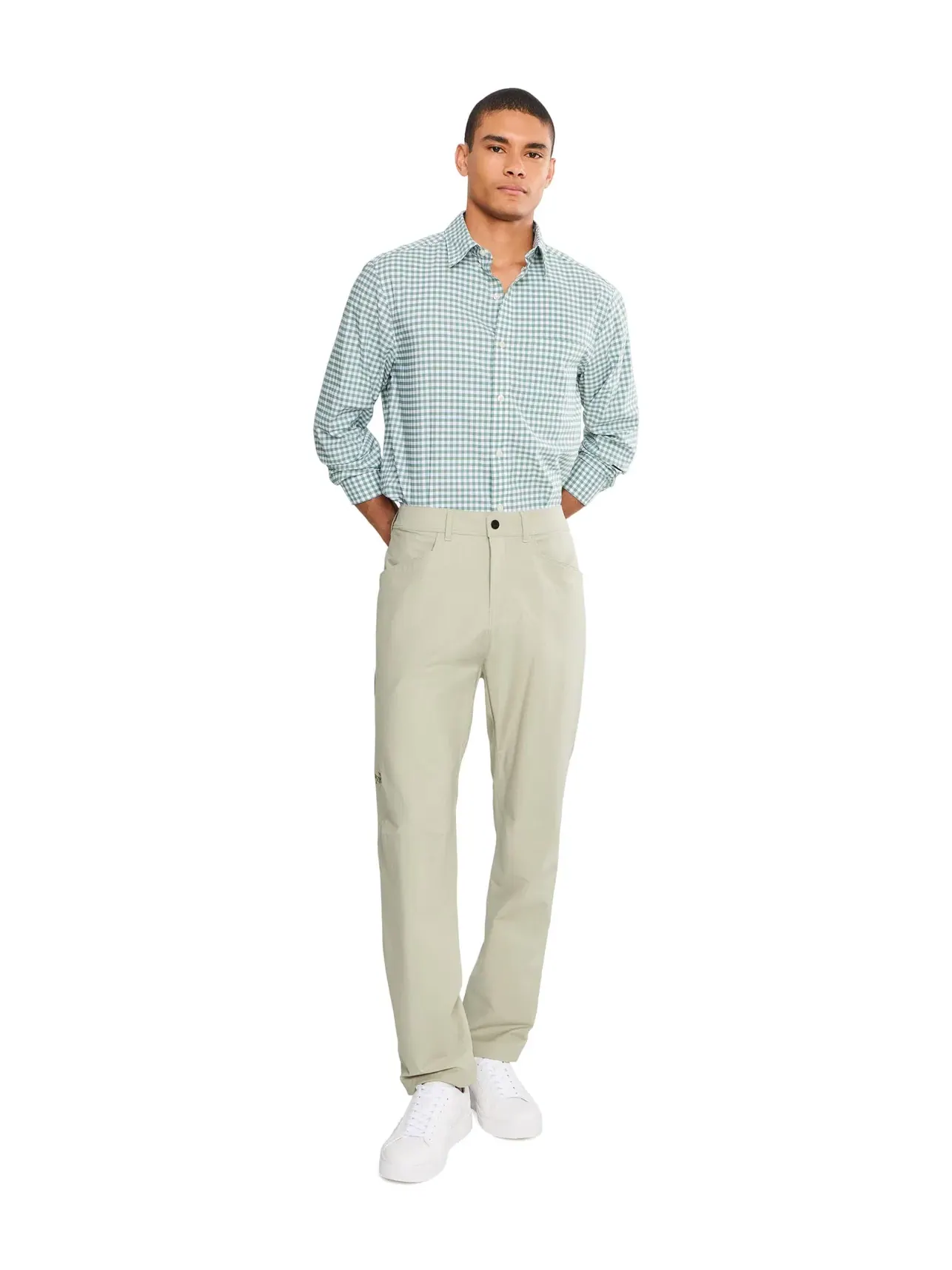 Хлопковая рубашка Skysail в клетку Performance Vineyard Vines — изображение 2 из 5, оливковый