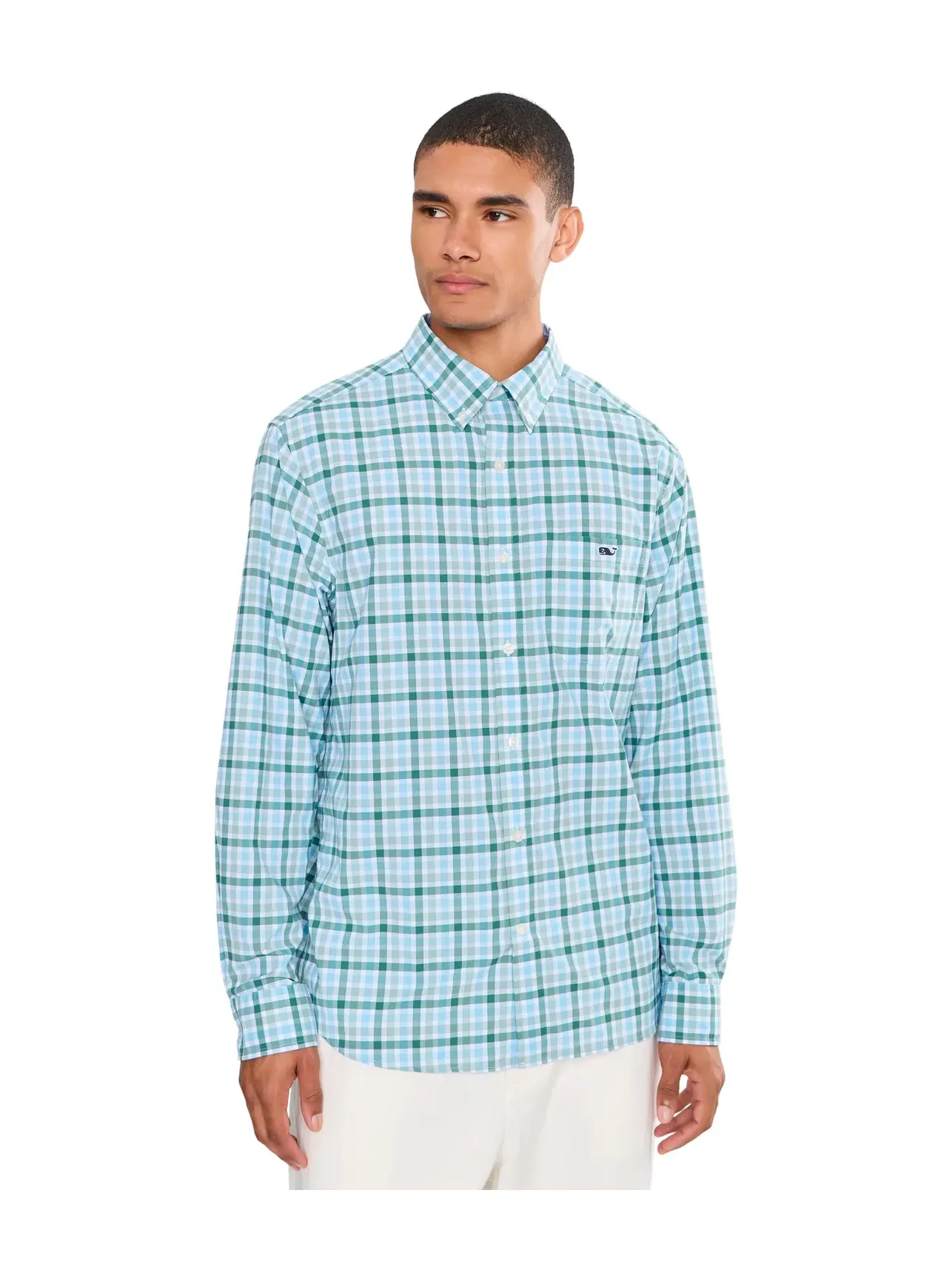 Рубашка в клетку из легкой ткани Vineyard Vines — изображение 1 из 5, синий