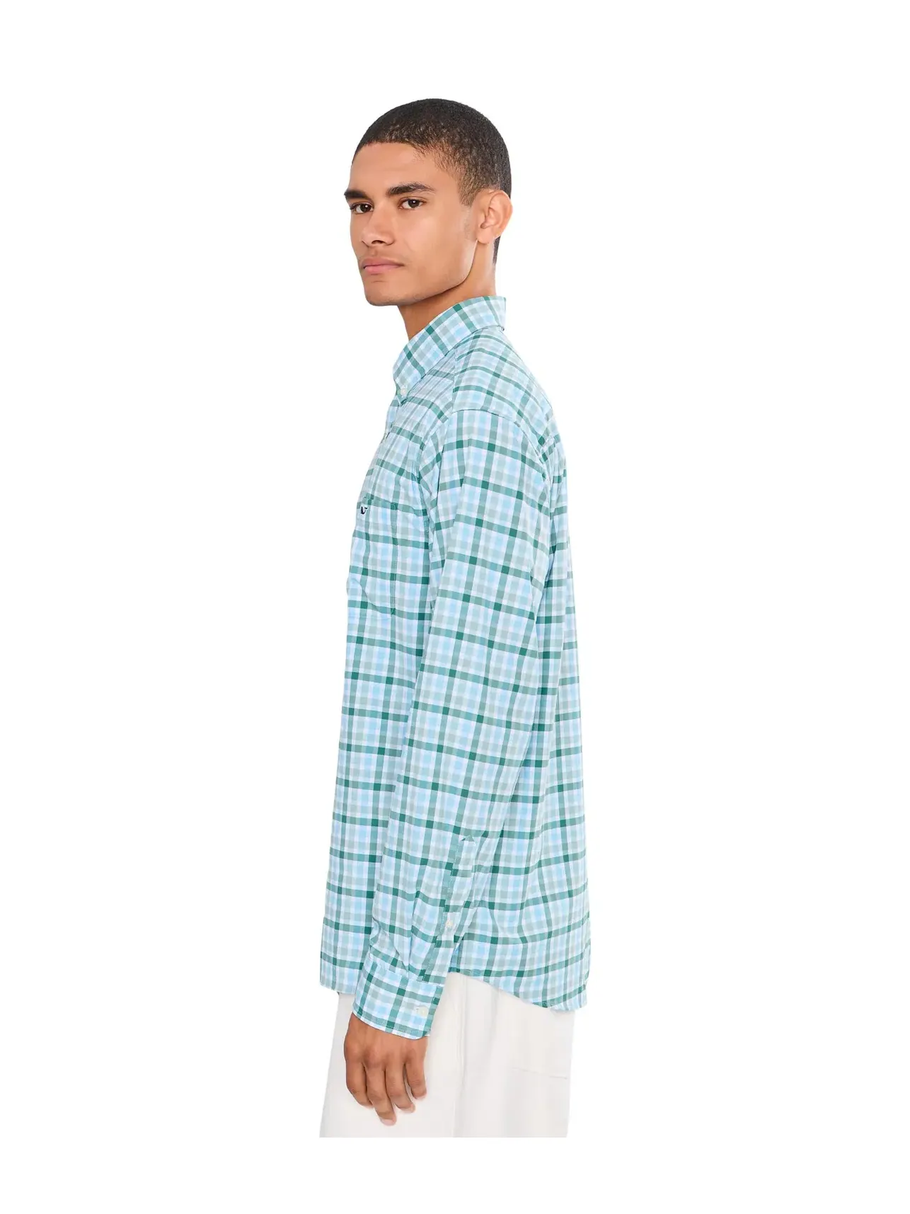 Рубашка в клетку из легкой ткани Vineyard Vines — изображение 3 из 5, синий