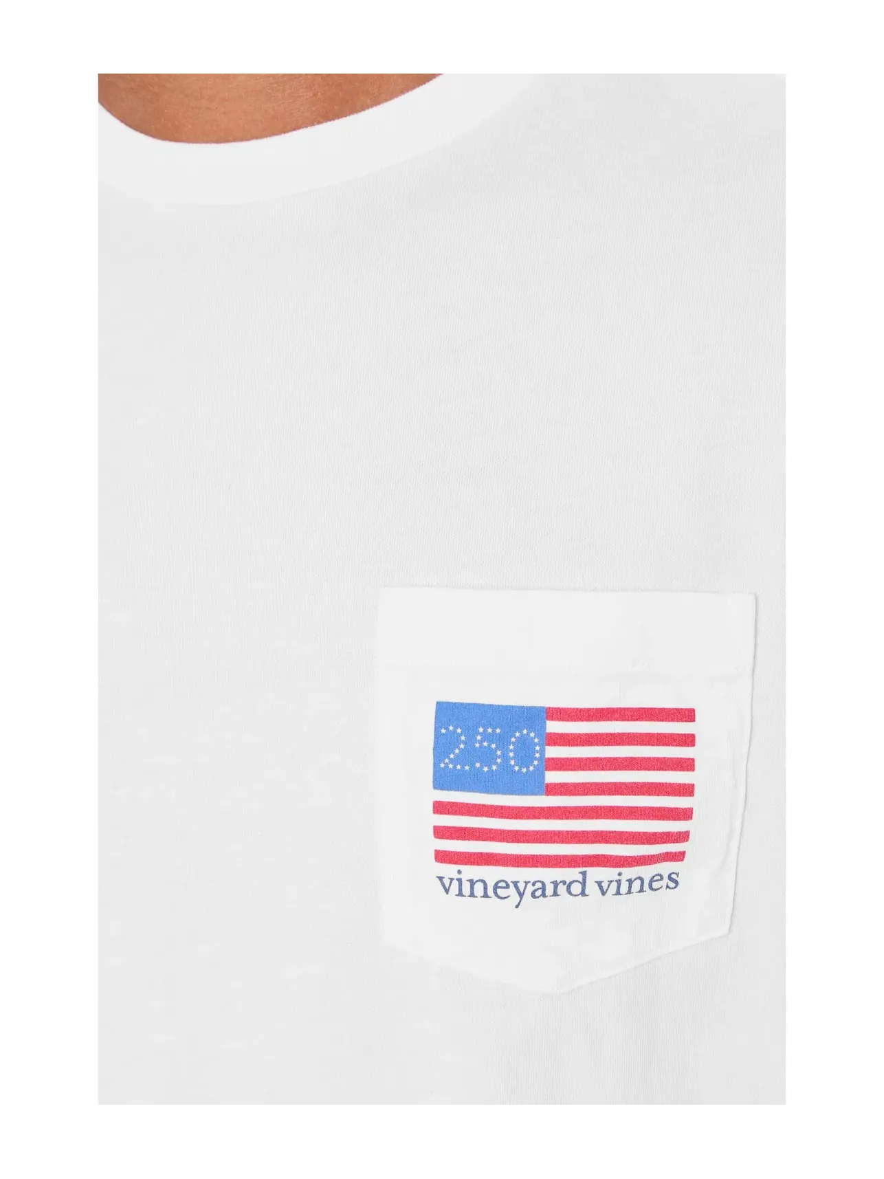 Футболка с изображением кита и флага США на кармане Vineyard Vines — изображение 5 из 5, белый