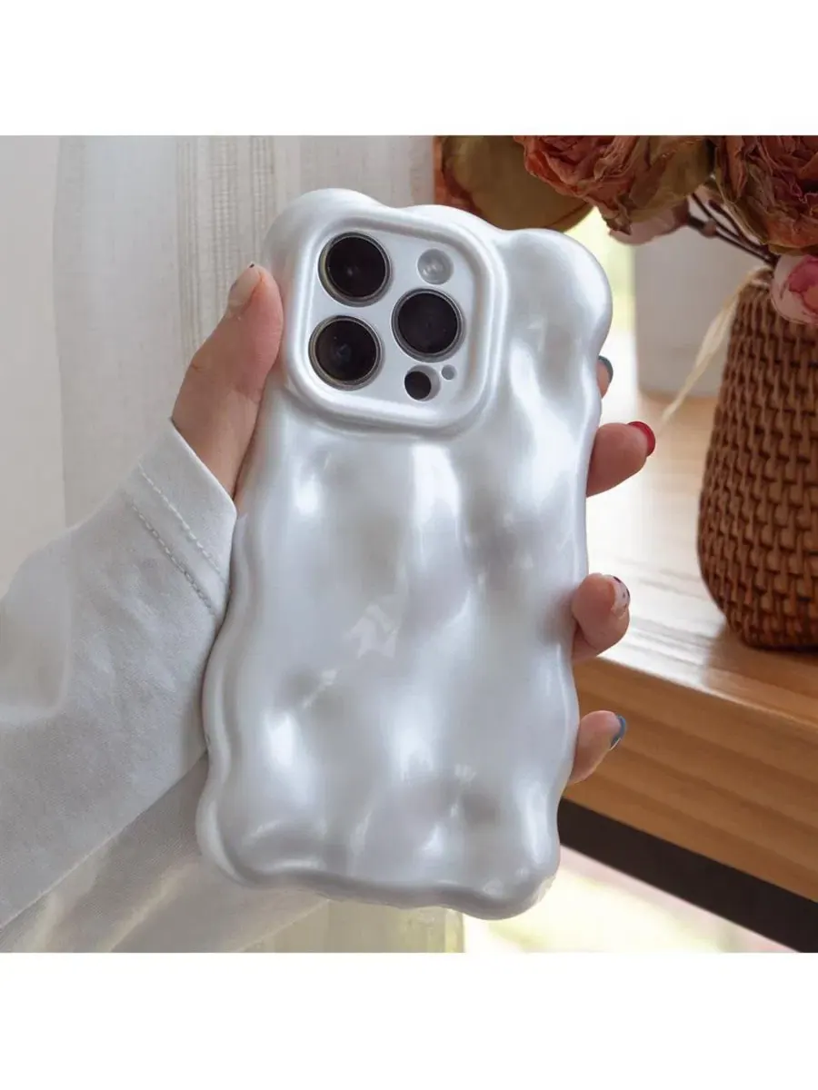 Чехол для iPhone 15 Pro Max с 3D-пузырьками, TPU — изображение 2 из 5, белый