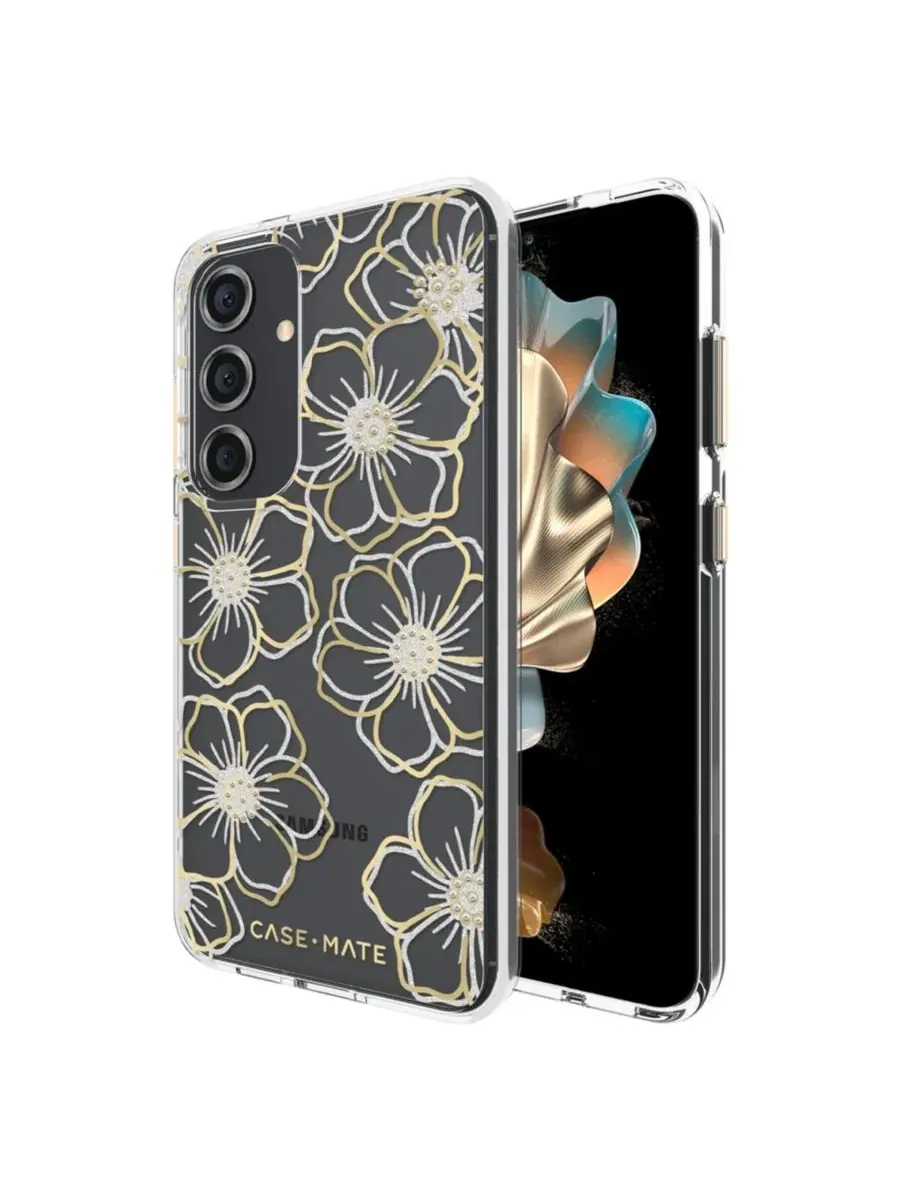Чехол для Samsung Galaxy S24 с принтом Floral Gems Case-Mate — золотистый