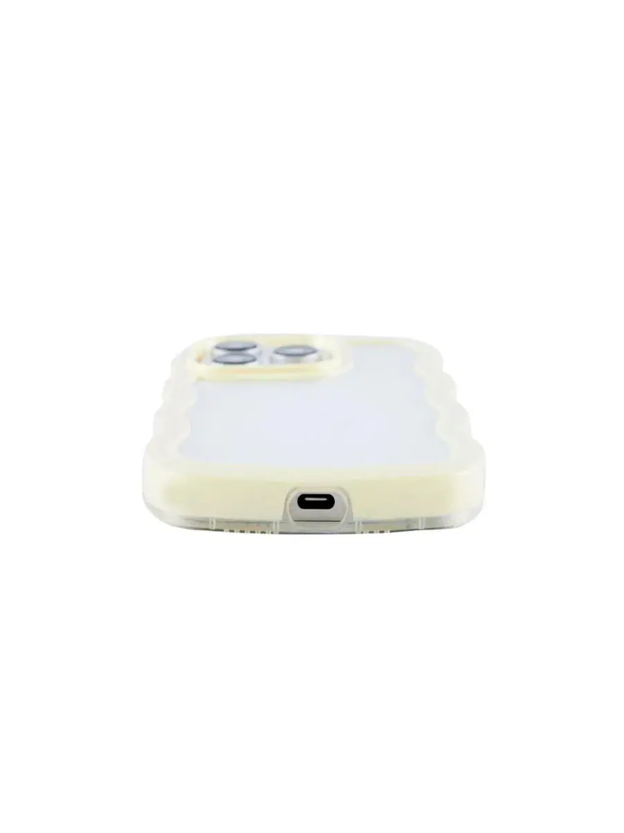 Прозрачный бампер для iPhone 14 Pro Max с волнистым краем Yellow Wavy Auramma — изображение 4 из 4, желтый