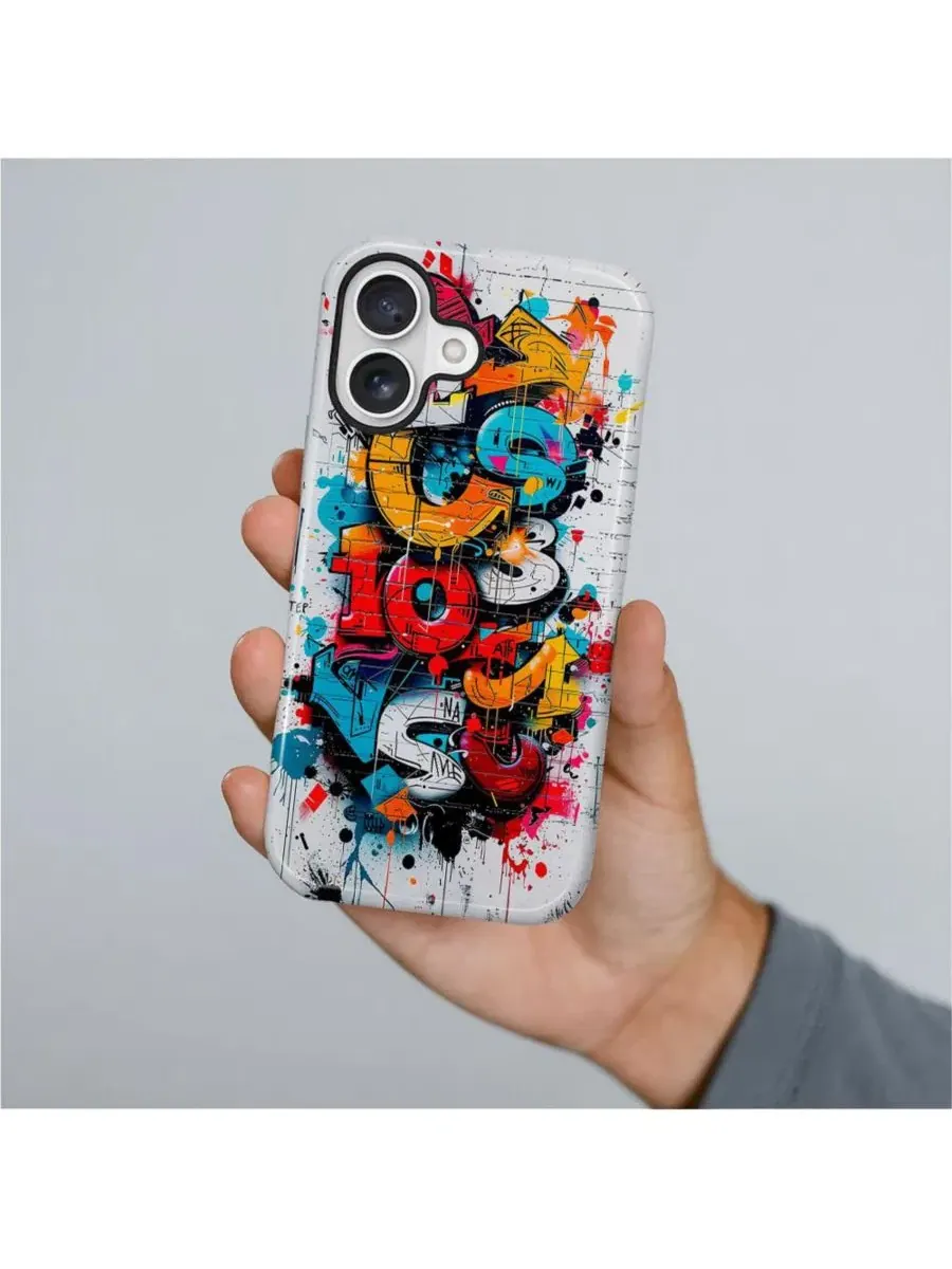 Чехол для iPhone 16 Plus с ударопрочной защитой, с принтом в стиле стрит-арт GONEZ — изображение 4 из 6, мульти