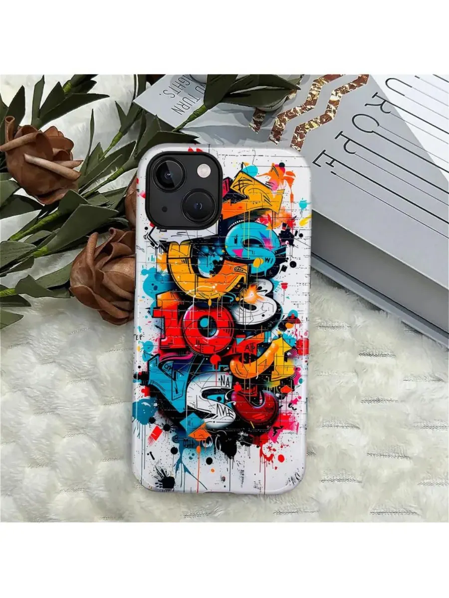 Защитный чехол 2-в-1 для iPhone 15, с ударопрочной защитой, в стиле стрит-арт GONEZ — изображение 4 из 7, мульти