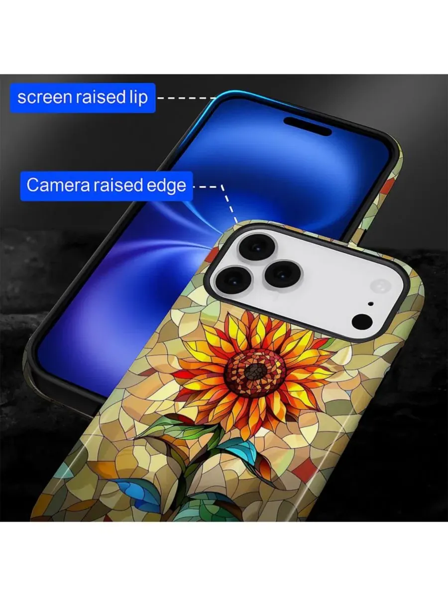 Чехол для iPhone 17 Pro Max 2-в-1 с цветочным принтом GONEZ, Glass Sunflower — изображение 7 из 7