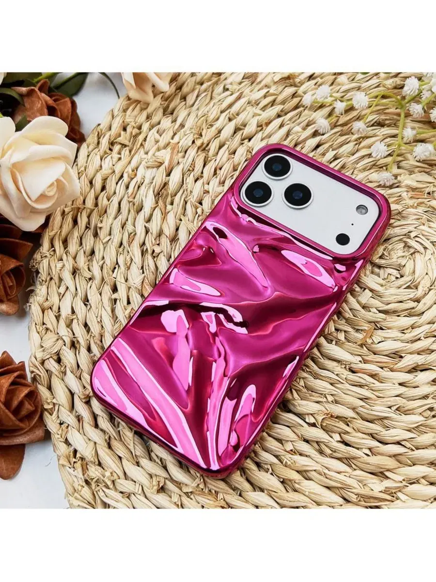 Чехол для iPhone 17 Pro Max с 3D-текстурой Fuchsia Crinkles Auramma — изображение 2 из 5, фуксия