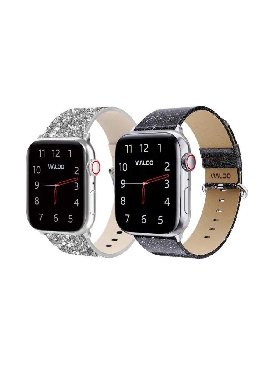 Комплект ремешков для Apple Watch с блестками и кожей, 2 шт. Waloo