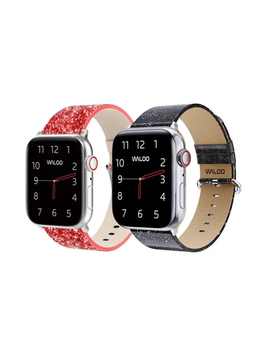 Набор из 2 сменных ремешков для Apple Watch, Leather Bling и Brilliance Waloo