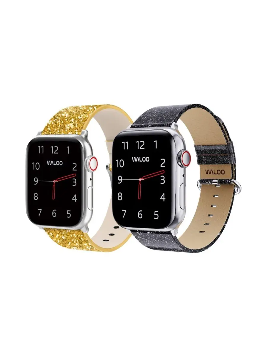 Комплект ремешков для Apple Watch, с блестками, Leather Bling и Brilliance Waloo