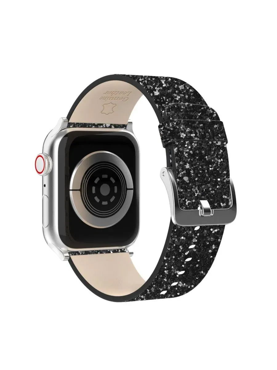 Комплект из 2 ремешков для Apple Watch с блестками, модель Leather Bling & Brilliance Waloo — изображение 4 из 6