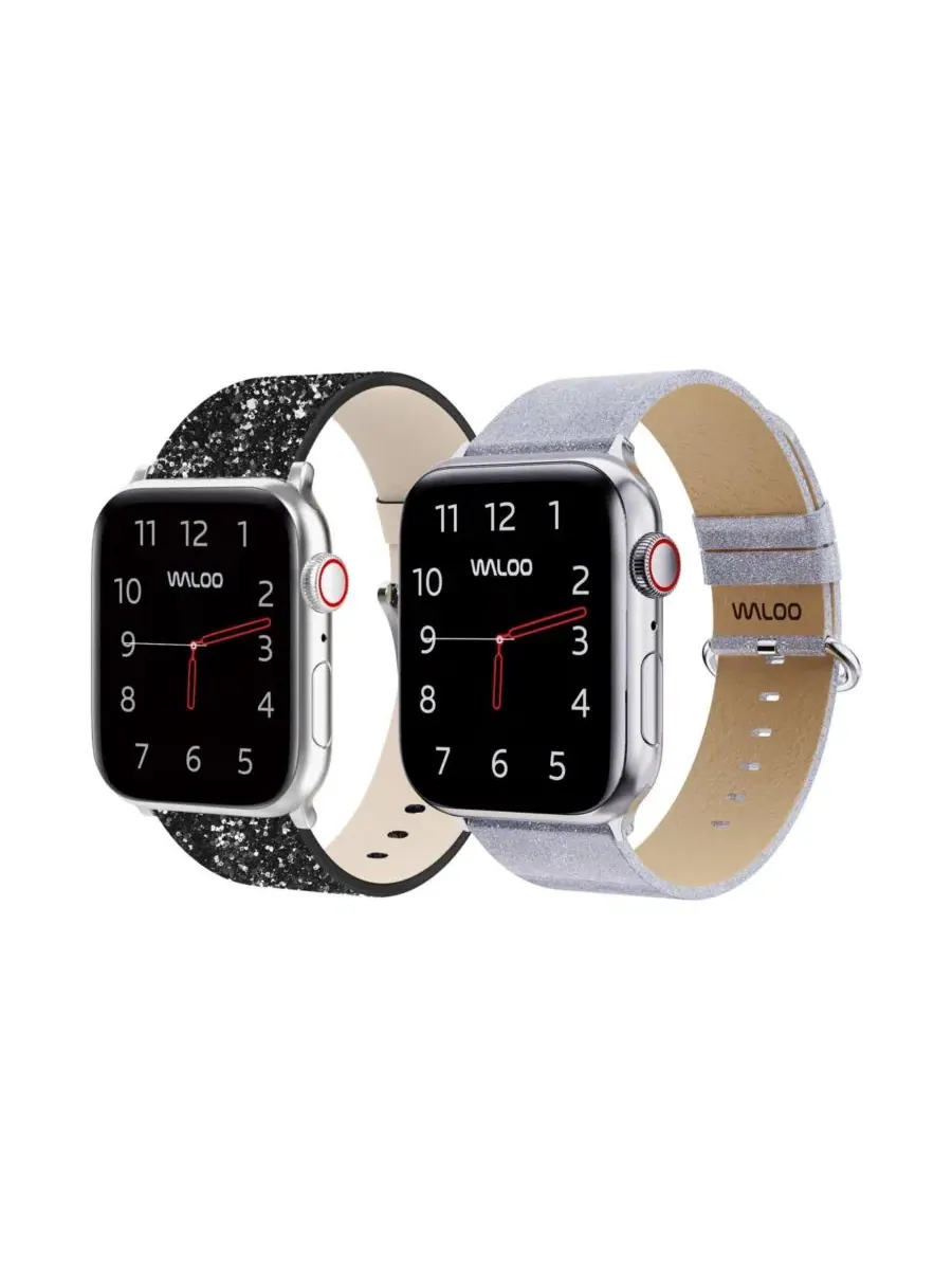 Комплект ремешков для Apple Watch с блестками, кожа Waloo