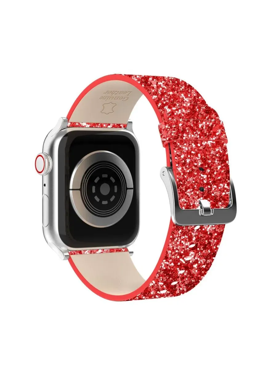 Комплект ремешков для Apple Watch с блестками и блеском Waloo — изображение 4 из 6, красный серебристый