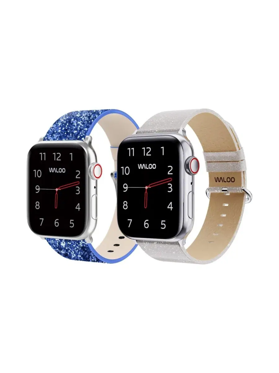 Комплект ремешков для Apple Watch, с блестками, Leather Bling & Shiny Brilliance Waloo