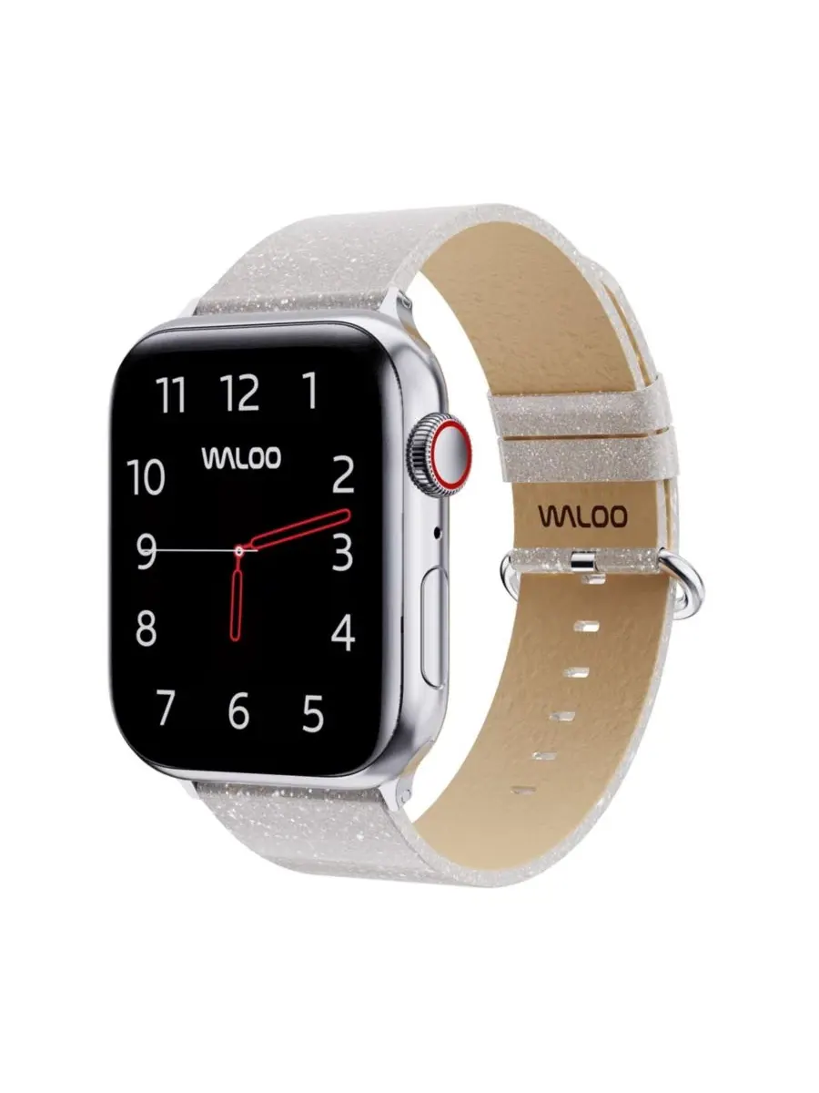 Комплект ремешков для Apple Watch, с блестками, Leather Bling & Shiny Brilliance Waloo — изображение 5 из 6, синий белый