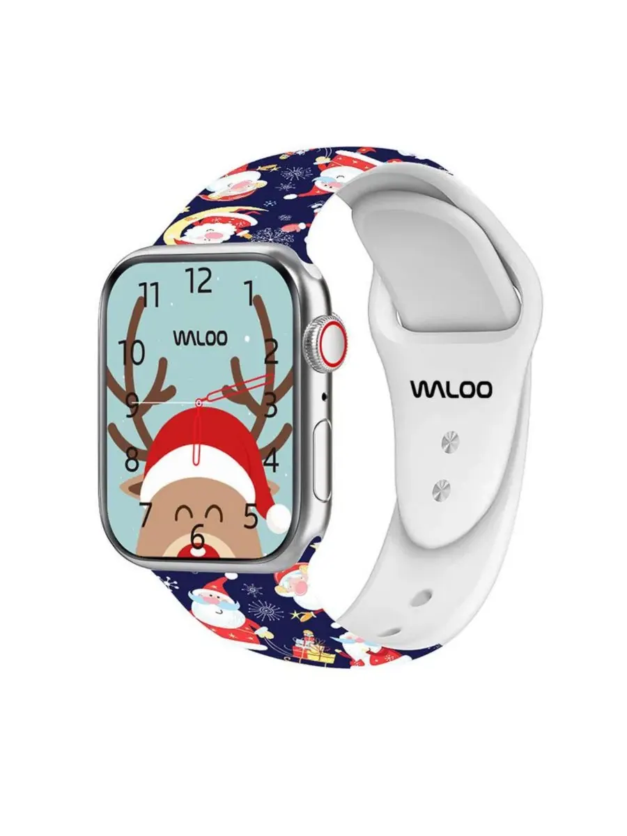 Ремешок для Apple Watch Waloo, с рождественским принтом — синий