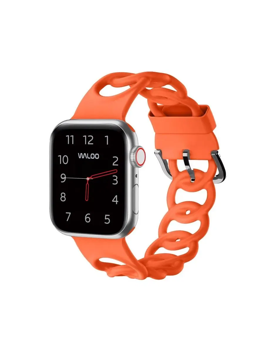 Силиконовый ремешок-петля с пряжкой для Apple Watch Waloo — оранжевый