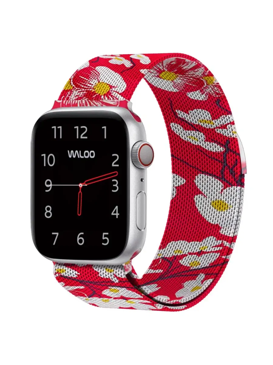 Ремешок для Apple Watch с магнитной застежкой, с цветочным принтом Waloo