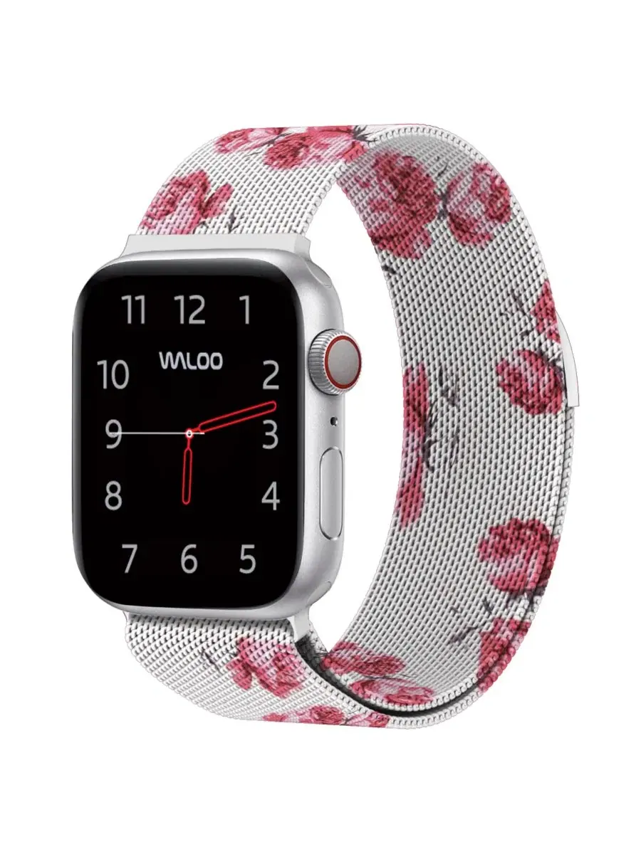 Ремешок для Apple Watch с магнитной застежкой, с цветочным принтом — белый