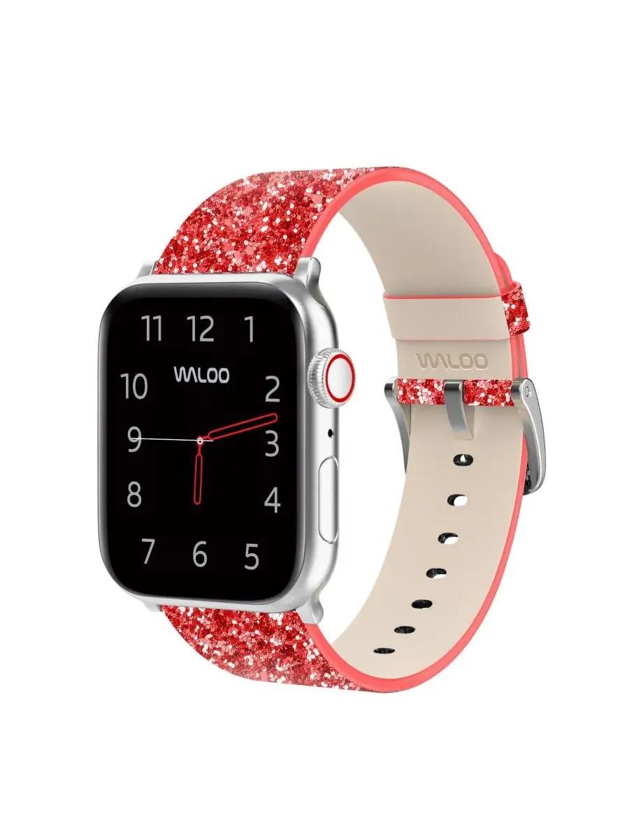 Ремешок для Apple Watch с блестками, кожаный Waloo