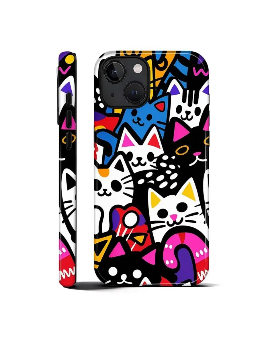 Чехол для iPhone 14 Plus, двухслойный ударопрочный, с принтом Funny Cat GONEZ, Cat Party
