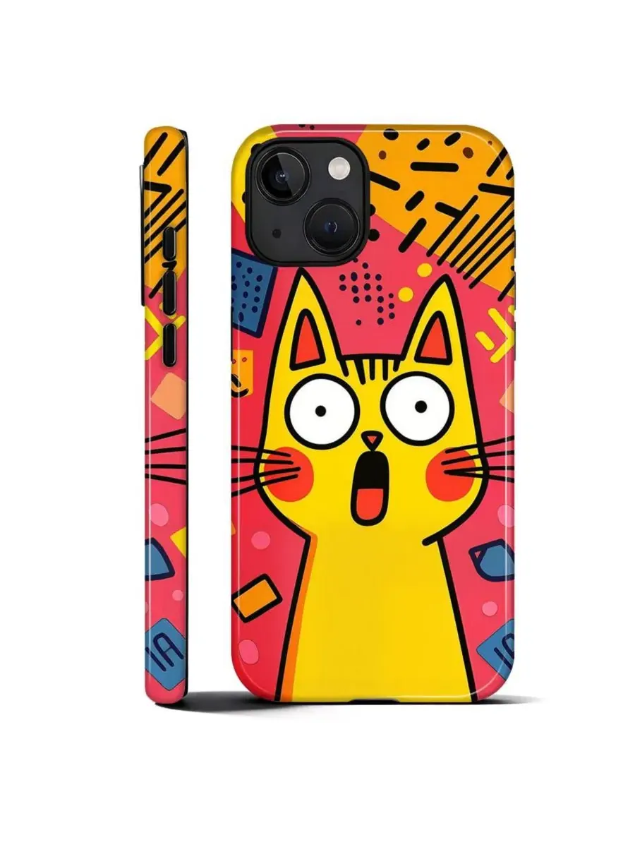 Ударопрочный чехол для iPhone 14 Plus с принтом GONEZ, Surprised Cat