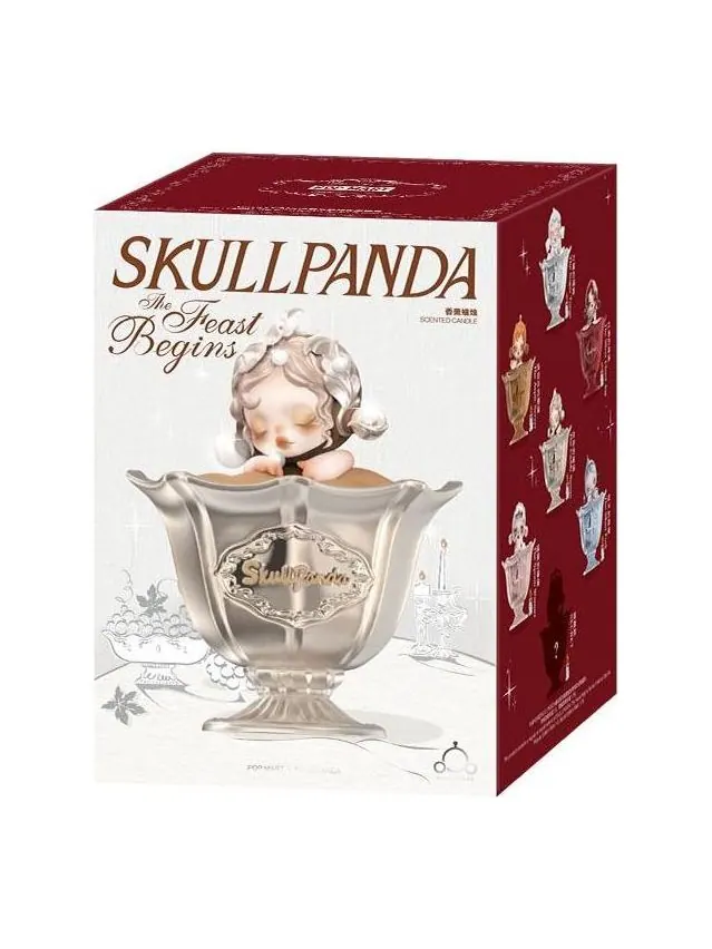 Ароматизированная свеча Pop Mart SKULLPANDA из серии «Начало пира», запечатанная упаковка (1 слепой бокс)