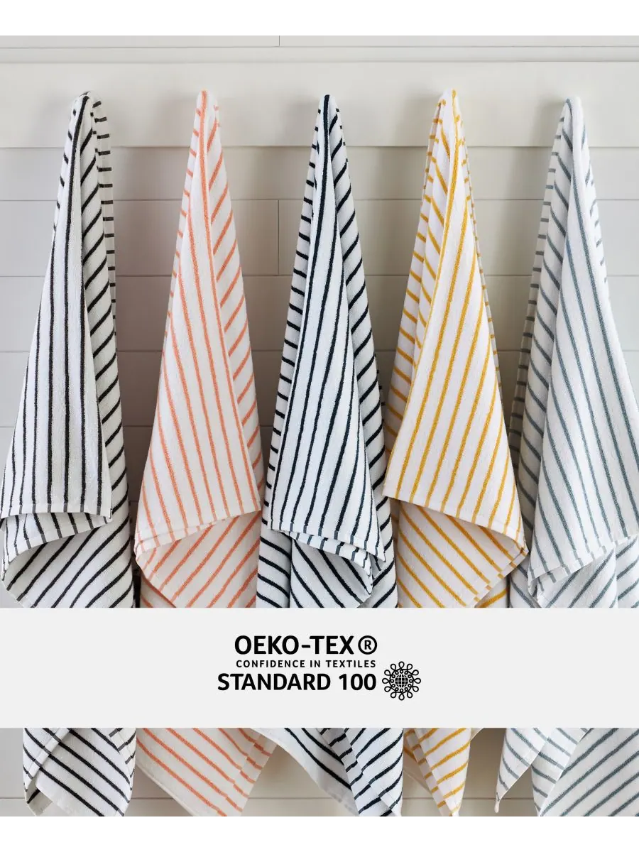 Набор хлопковых пляжных полотенец Cabana Stripe, 76,6 см x 182 см Ienjoy Home — изображение 6 из 9, серый
