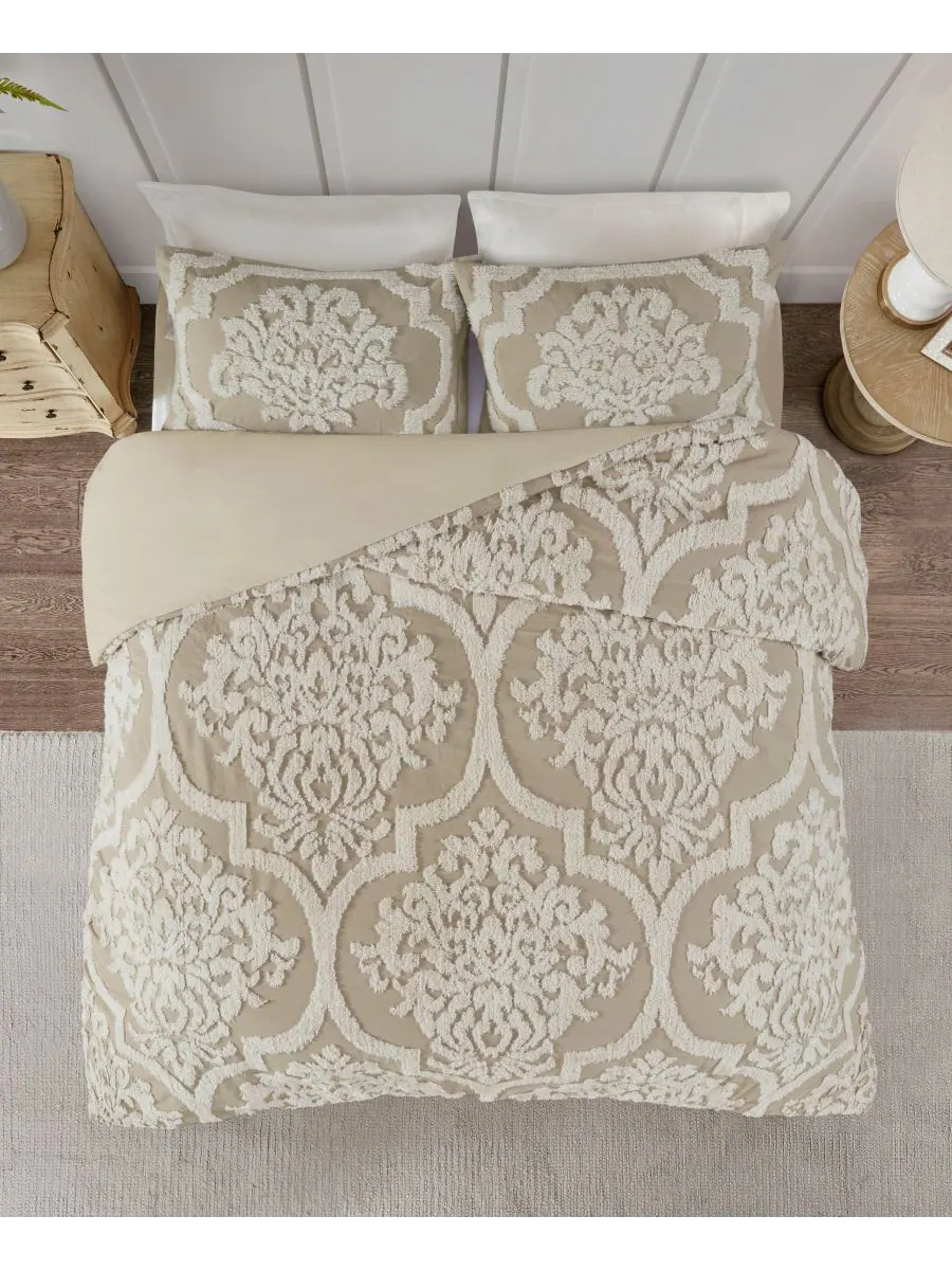 Комплект постельного белья Viola Damask из 3 предметов, размер King/California King Madison Park — изображение 3 из 9, тауп