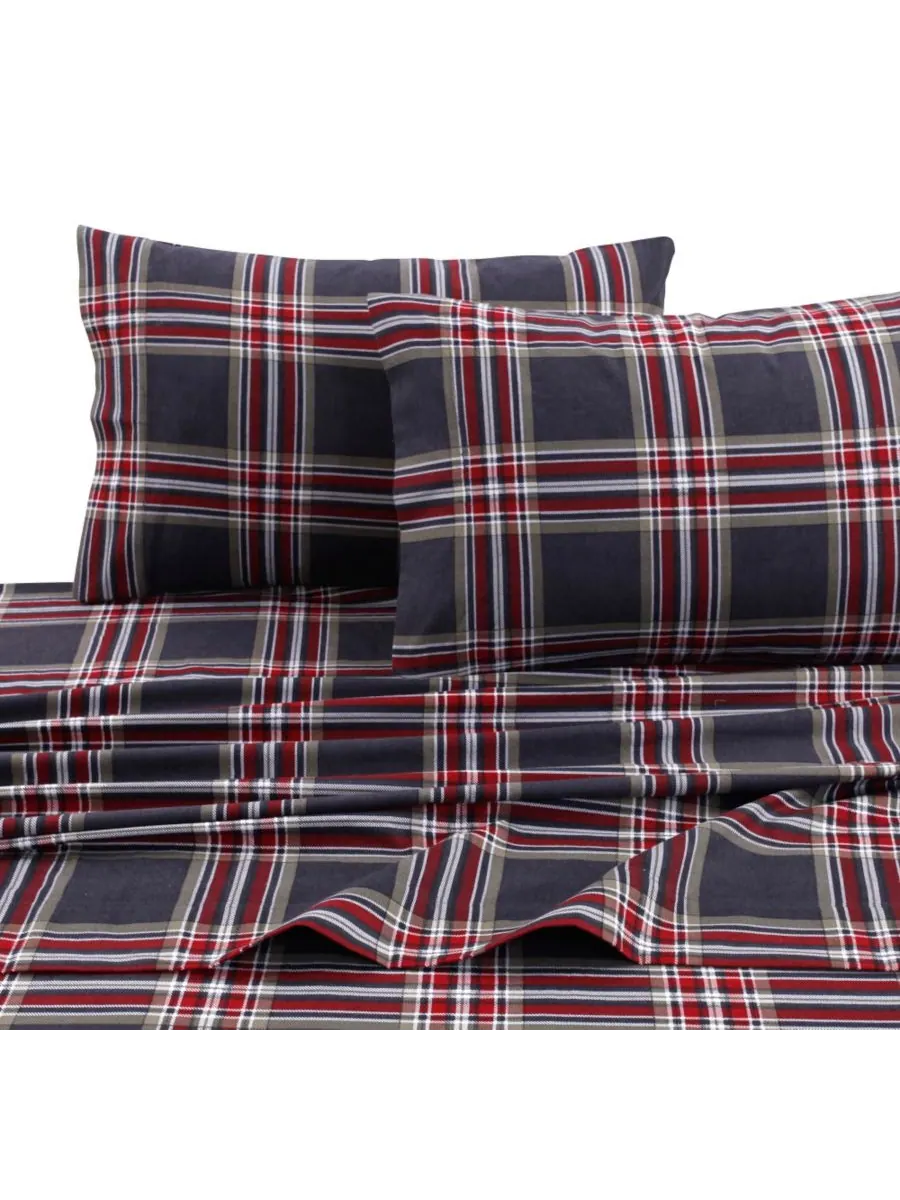 Комплект постельного белья Heritage Plaid из фланели плотностью 5 унций с принтом и очень глубокими — мульти