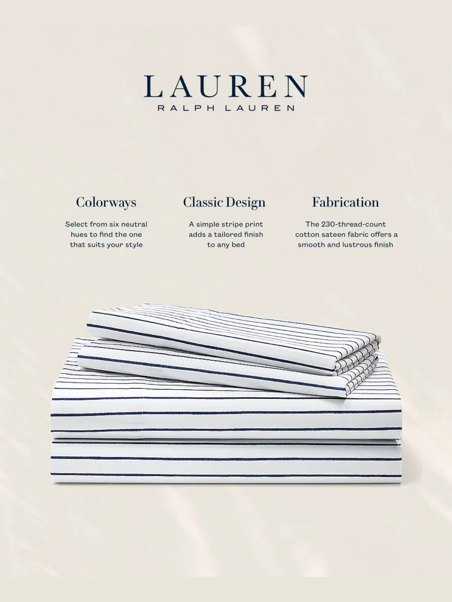 Комплект постельного белья Spencer Stripe, размер King Lauren Ralph Lauren — изображение 3 из 6, темно-синий
