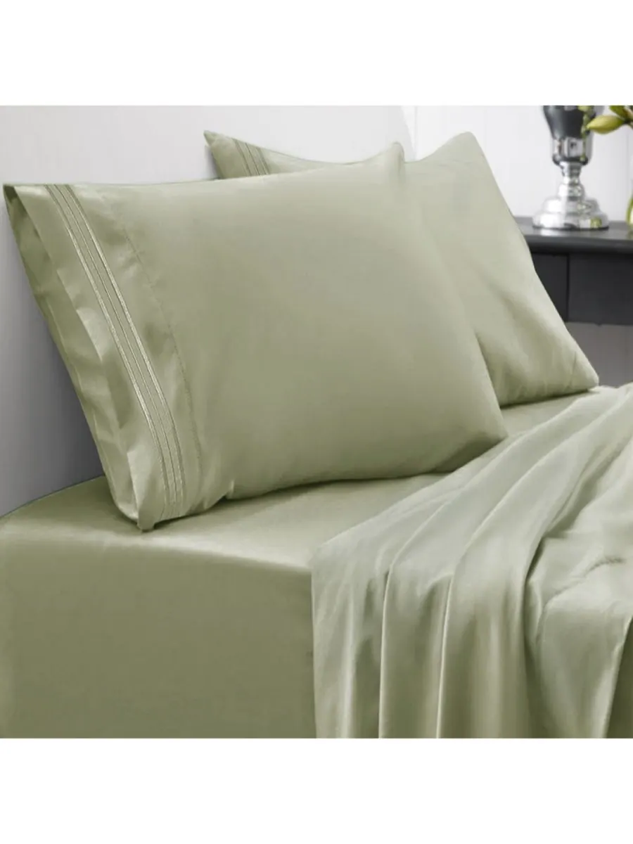 Комплект постельного белья из микрофибры, 4 предмета, размер King Sweet Home Collection — зеленый