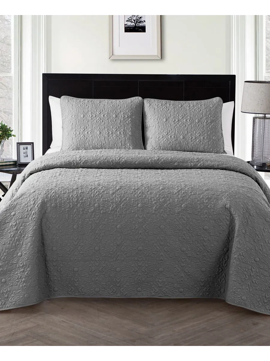 Комплект постельного белья caroline embossed из 3 предметов, размер full/queen VCNY Home — серый