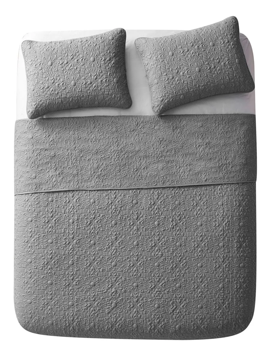 Комплект постельного белья caroline embossed из 3 предметов, размер full/queen VCNY Home — изображение 4 из 5, серый