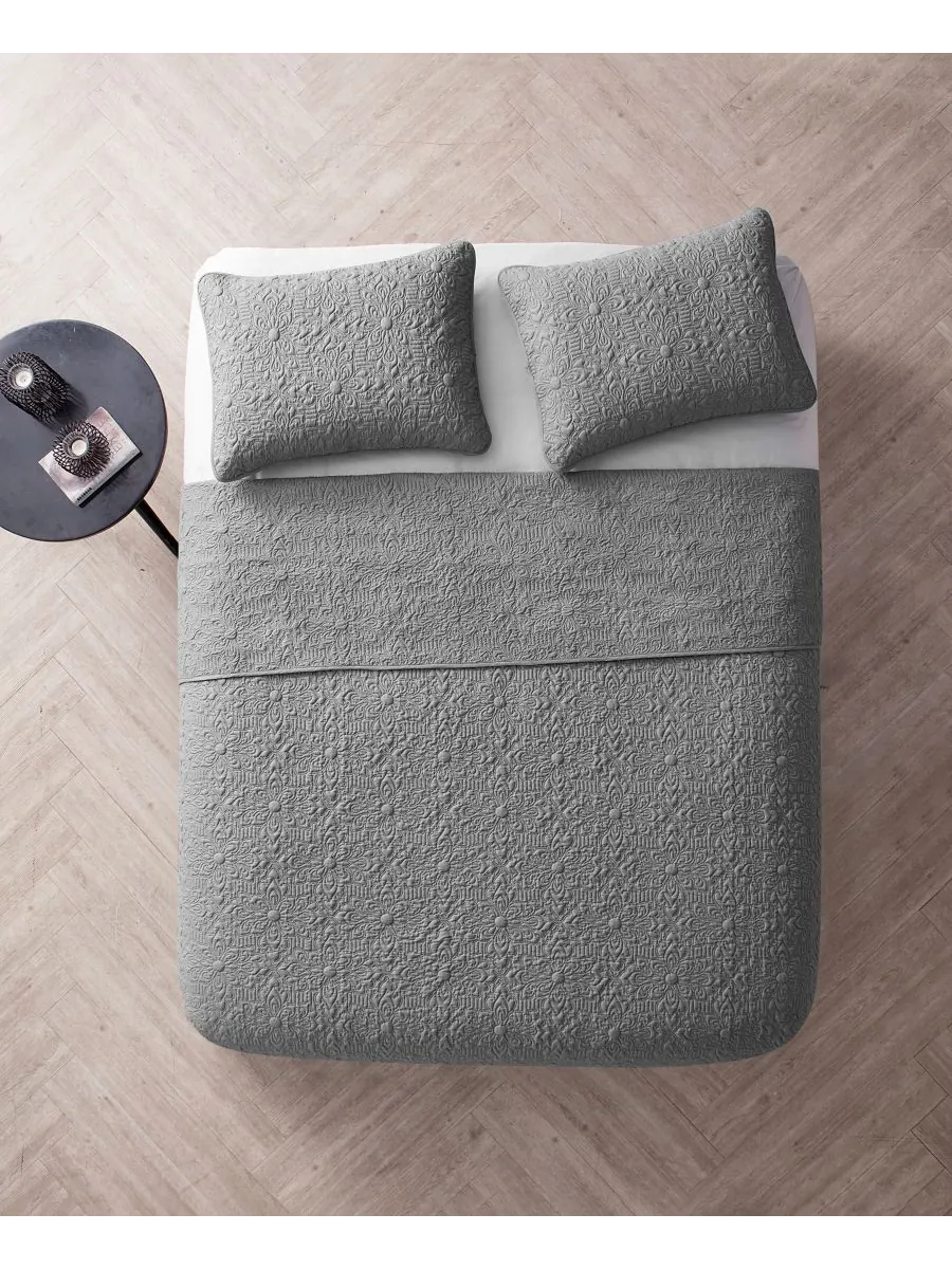Комплект постельного белья caroline embossed из 3 предметов, размер full/queen VCNY Home — изображение 5 из 5, серый