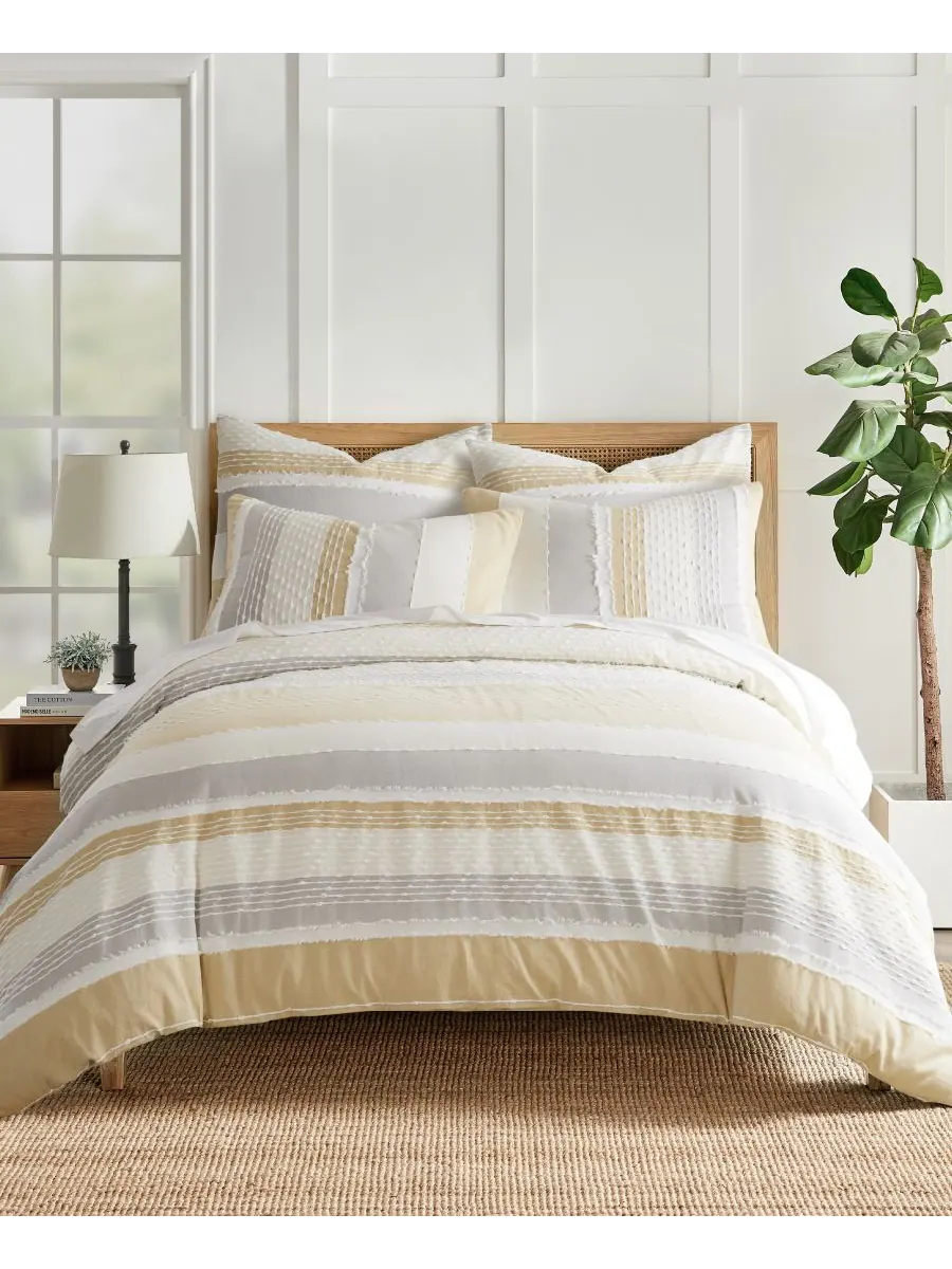 Комплект постельного белья santander textured из 3 предметов, размер full/queen. Levtex — изображение 3 из 6, охристый
